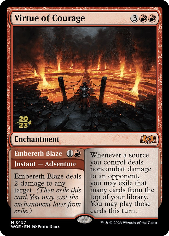 Virtue of Courage // Embereth Blaze [Wilds of Eldraine Prerelease Promos] | Exor Games Bridgewater