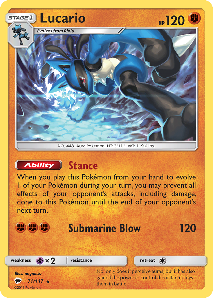 Lucario (71/147) [Sun & Moon: Burning Shadows] | Exor Games Bridgewater