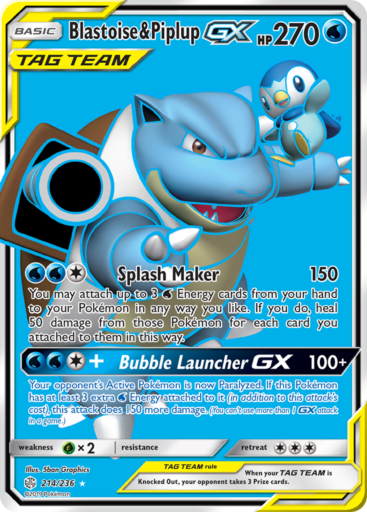 Blastoise & Piplup GX (214/236) [Sun & Moon: Cosmic Eclipse] | Exor Games Bridgewater