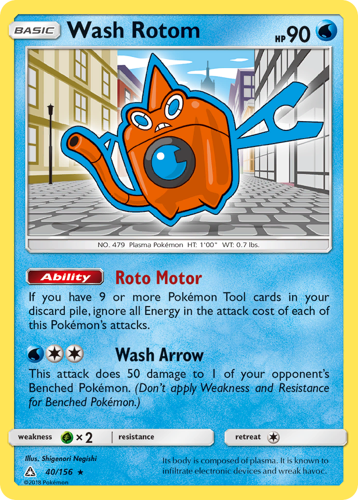 Wash Rotom (40/156) [Sun & Moon: Ultra Prism] | Exor Games Bridgewater