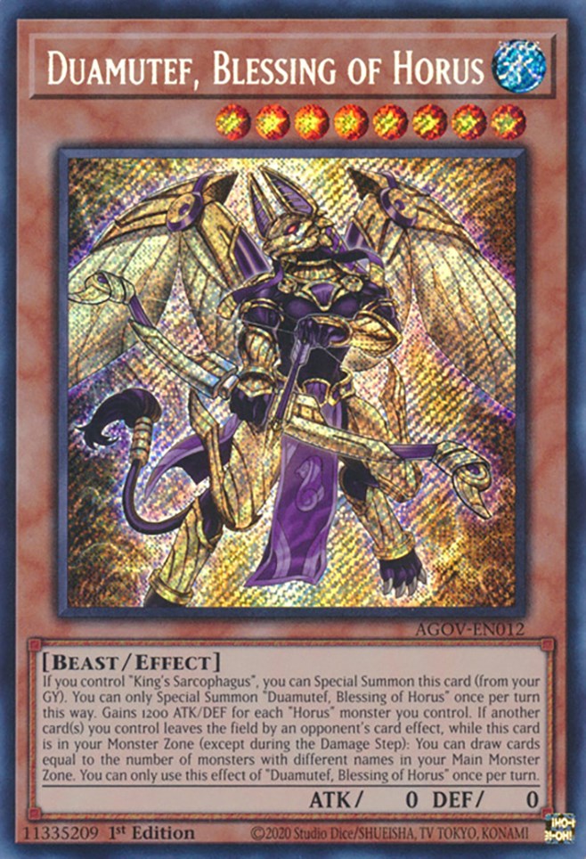 Duamutef, Blessing of Horus [AGOV-EN012] Secret Rare | Exor Games Bridgewater