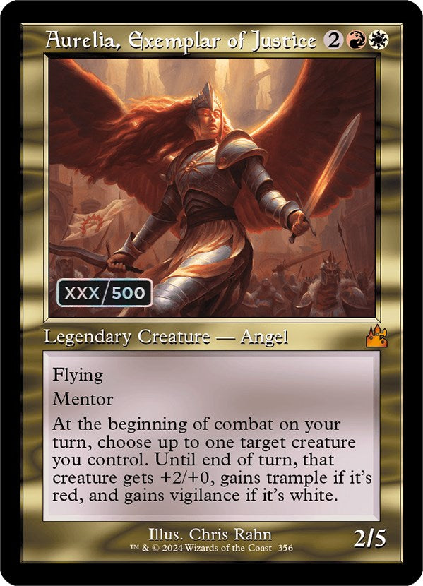 Aurelia, Exemplar of Justice (Retro) (Serialized) [Ravnica Remastered] | Exor Games Bridgewater