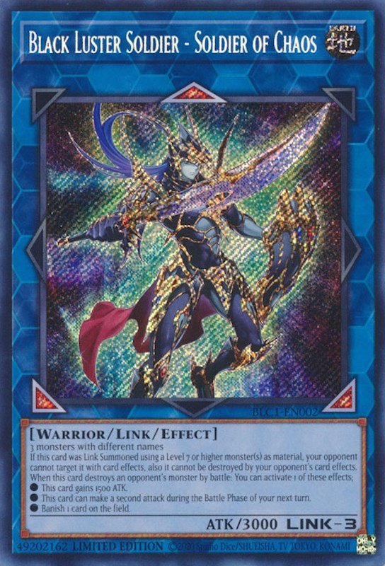 Black Luster Soldier - Soldier of Chaos [BLC1-EN002] Secret Rare | Exor Games Bridgewater