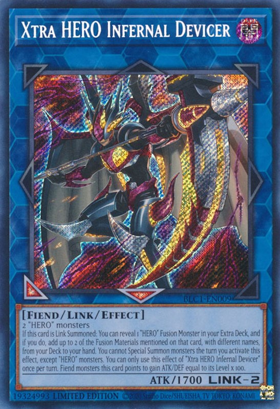 Xtra HERO Infernal Devicer [BLC1-EN009] Secret Rare | Exor Games Bridgewater