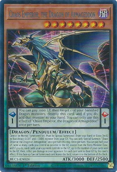 Chaos Emperor, the Dragon of Armageddon (Silver) [BLC1-EN026] Ultra Rare | Exor Games Bridgewater