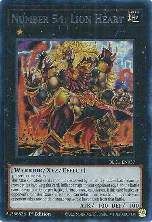 Number 54: Lion Heart (Silver) [BLC1-EN037] Ultra Rare | Exor Games Bridgewater