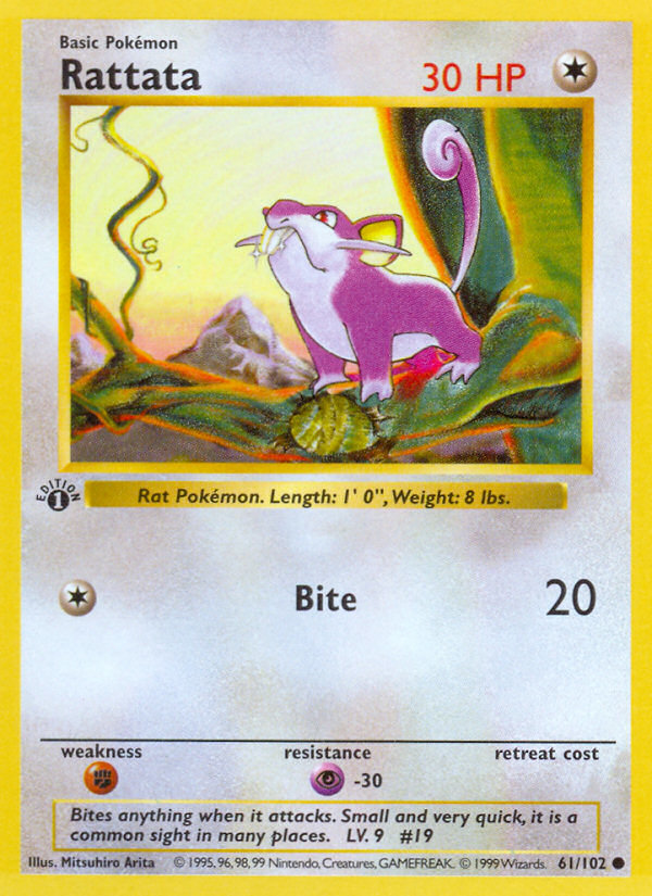 Rattata (61/102) (Shadowless) [Base Set 1st Edition] | Exor Games Bridgewater