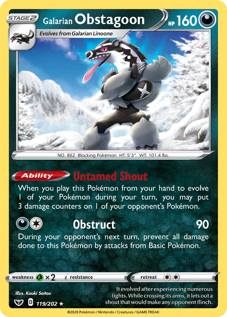 Galarian Obstagoon (119/202) (Theme Deck Exclusive) [Sword & Shield: Base Set] | Exor Games Bridgewater