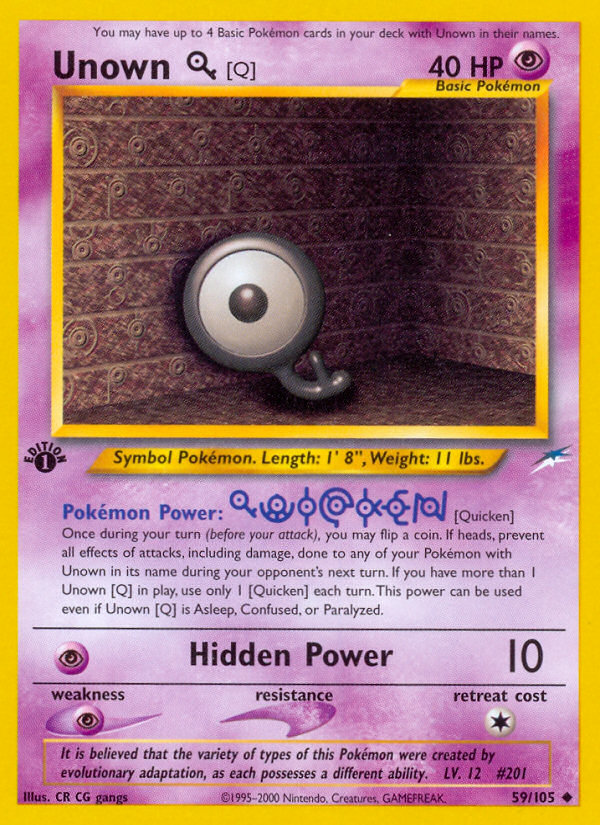 Unown [Q] (59/105) [Neo Destiny 1st Edition] | Exor Games Bridgewater