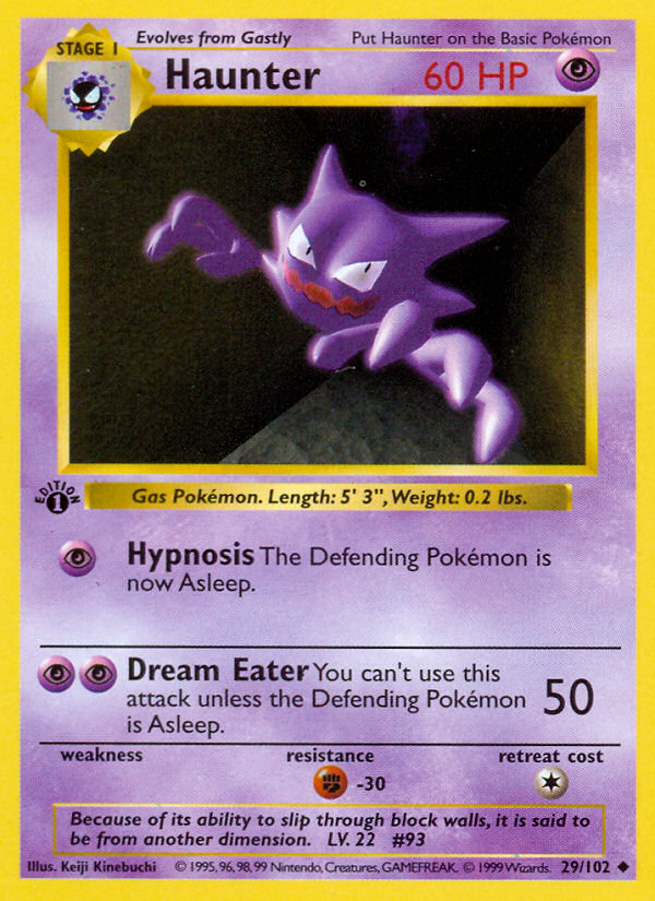 Haunter (29/102) (Shadowless) [Base Set 1st Edition] | Exor Games Bridgewater