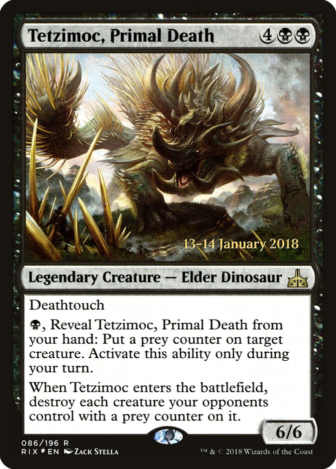 Tetzimoc, Primal Death [Rivals of Ixalan Prerelease Promos] | Exor Games Bridgewater