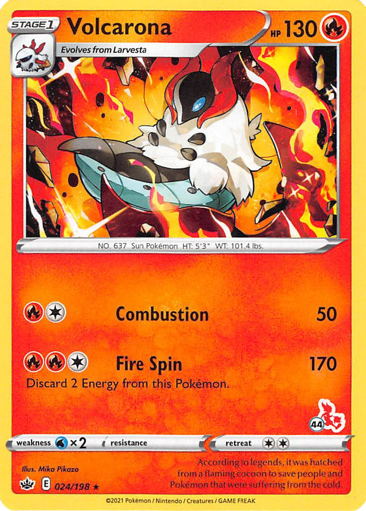 Volcarona (24/198) (Cinderace Stamp #44) [Battle Academy 2022] | Exor Games Bridgewater