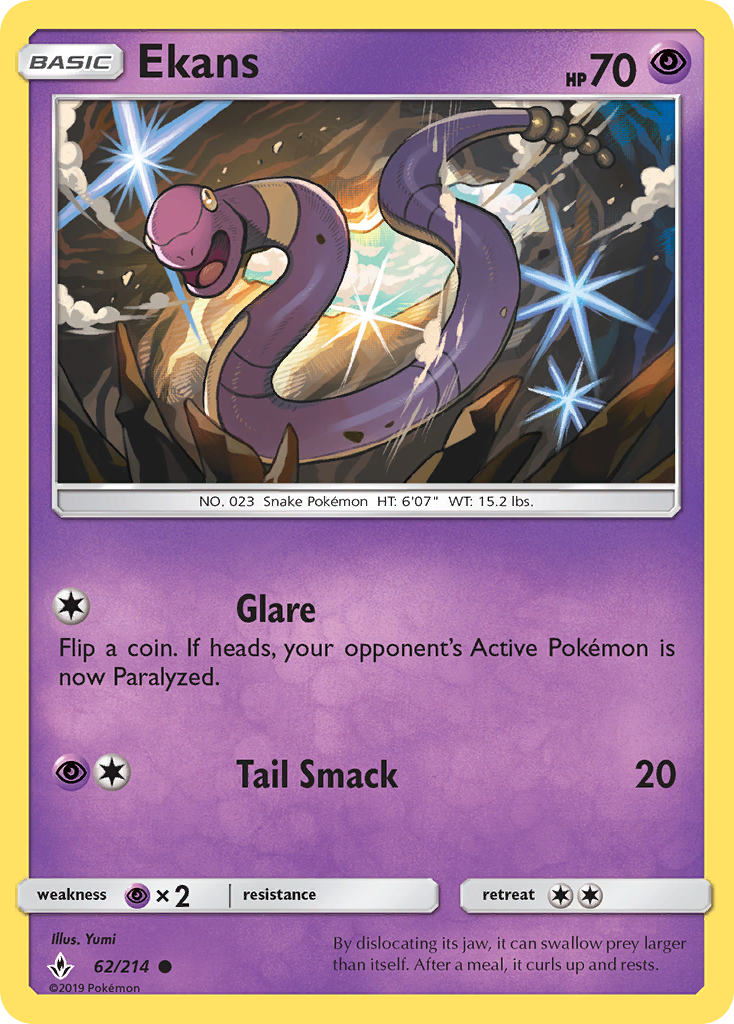 Ekans (62/214) [Sun & Moon: Unbroken Bonds] | Exor Games Bridgewater