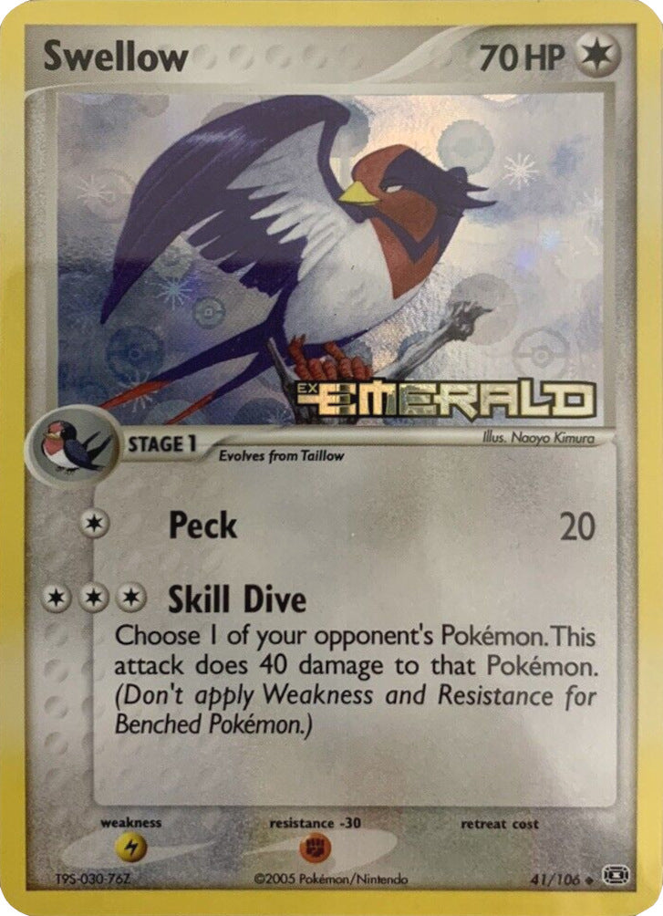 Swellow (41/106) (Stamped) [EX: Emerald] | Exor Games Bridgewater