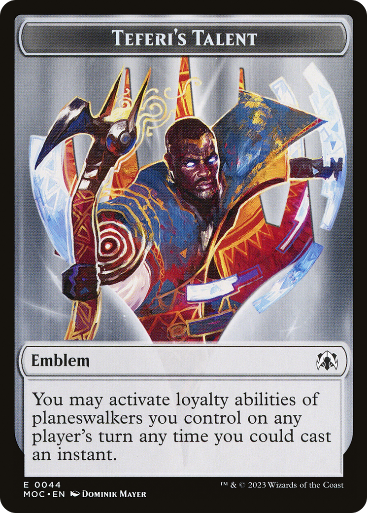 First Mate Ragavan // Teferi's Talent Emblem Double-Sided Token [March of the Machine Commander Tokens] | Exor Games Bridgewater