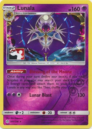 Lunala (102/236) (Pokemon Club Special Print) [Sun & Moon: Cosmic Eclipse] | Exor Games Bridgewater