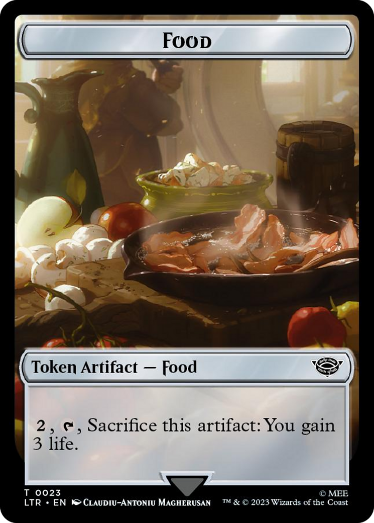 Treasure // Food (0023) Double-Sided Token (Surge Foil) [The Lord of the Rings: Tales of Middle-Earth Tokens] | Exor Games Bridgewater