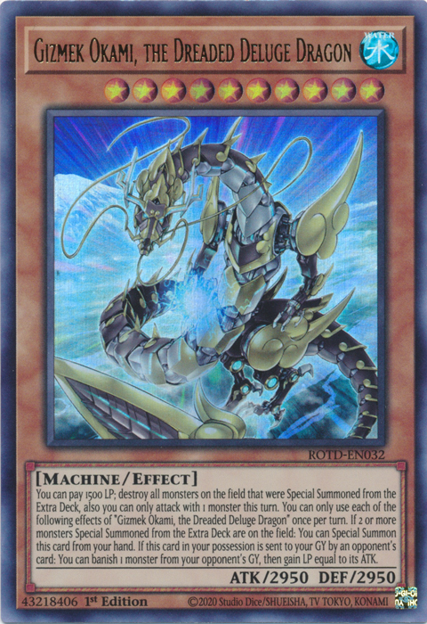 Gizmek Okami, the Dreaded Deluge Dragon [ROTD-EN032] Ultra Rare | Exor Games Bridgewater