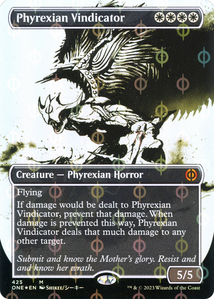 Phyrexian Vindicator (Borderless Ichor Step-and-Compleat Foil) [Phyrexia: All Will Be One] | Exor Games Bridgewater