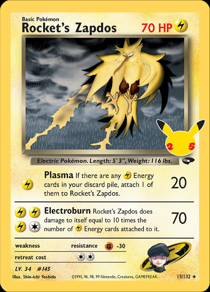 Rocket's Zapdos (15/132) [Celebrations: 25th Anniversary - Classic Collection] | Exor Games Bridgewater