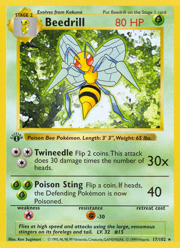 Beedrill (17/102) (Shadowless) [Base Set 1st Edition] | Exor Games Bridgewater