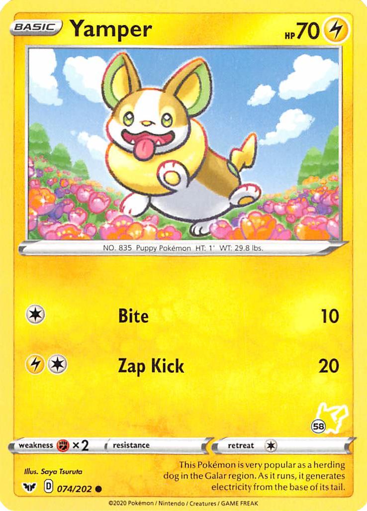 Yamper (074/202) (Pikachu Stamp #58) [Battle Academy 2022] | Exor Games Bridgewater