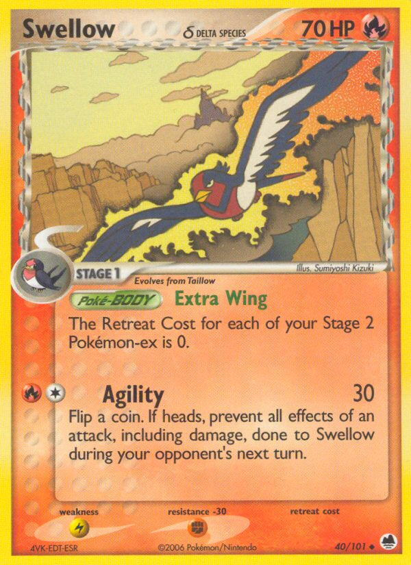 Swellow (40/101) (Delta Species) [EX: Dragon Frontiers] | Exor Games Bridgewater