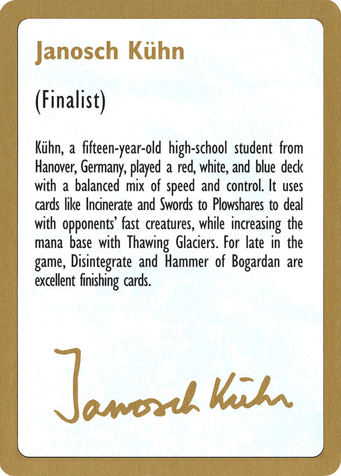 Janosch Kühn Bio [World Championship Decks 1997] | Exor Games Bridgewater