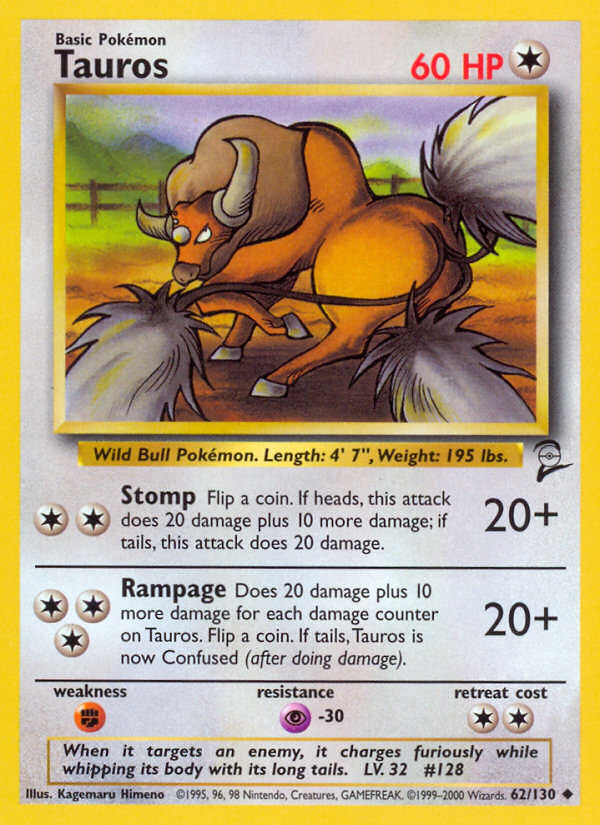 Tauros (62/130) [Base Set 2] | Exor Games Bridgewater