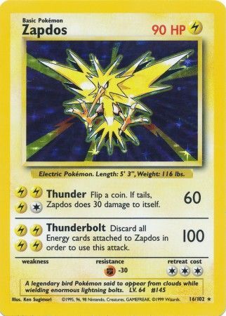 Zapdos (16/102) [Base Set Unlimited] | Exor Games Bridgewater