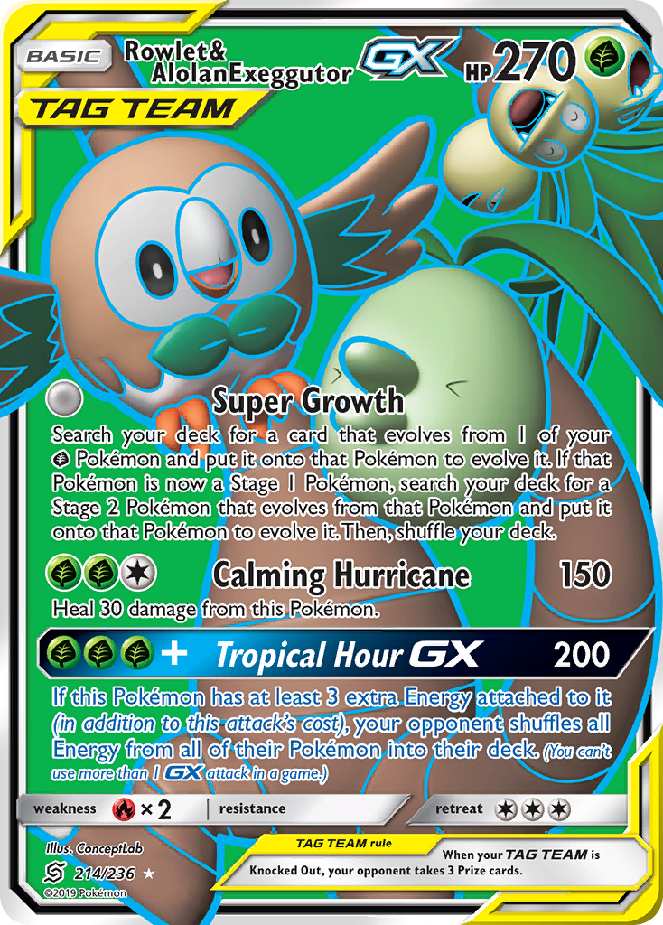 Rowlet & Alolan Exeggutor GX (214/236) [Sun & Moon: Unified Minds] | Exor Games Bridgewater