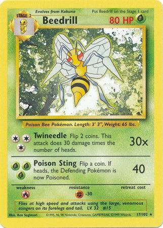 Beedrill (17/102) [Base Set Unlimited] | Exor Games Bridgewater