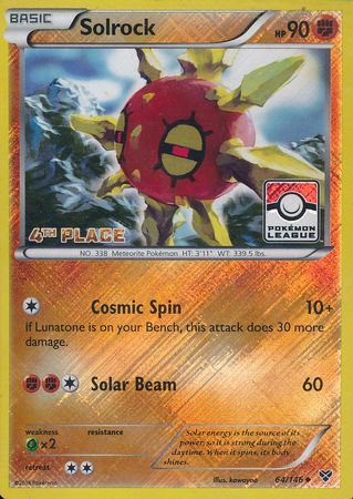 Solrock (64/146) (4th Place League Challenge Promo) [XY: Base Set] | Exor Games Bridgewater