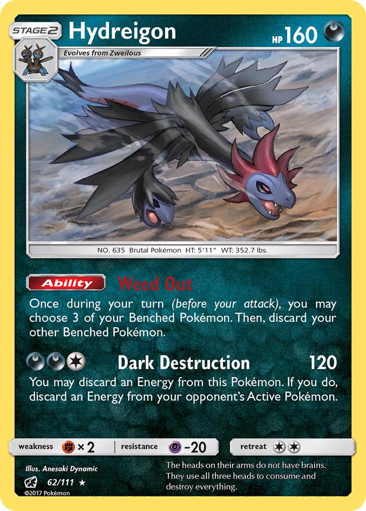 Hydreigon (62/111) (Cracked Ice Holo) (Theme Deck Exclusive) [Sun & Moon: Crimson Invasion] | Exor Games Bridgewater