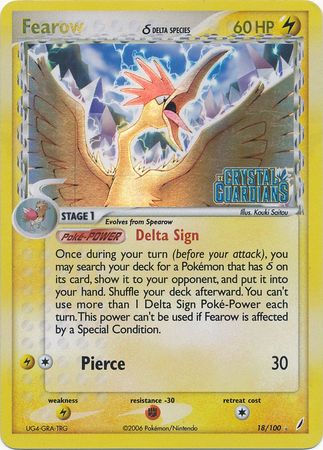 Fearow (18/100) (Delta Species) (Stamped) [EX: Crystal Guardians] | Exor Games Bridgewater