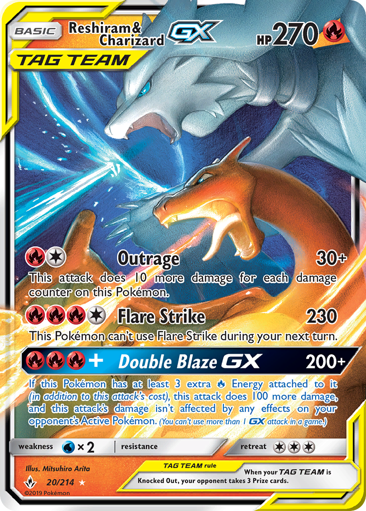 Reshiram & Charizard GX (20/214) [Sun & Moon: Unbroken Bonds] | Exor Games Bridgewater