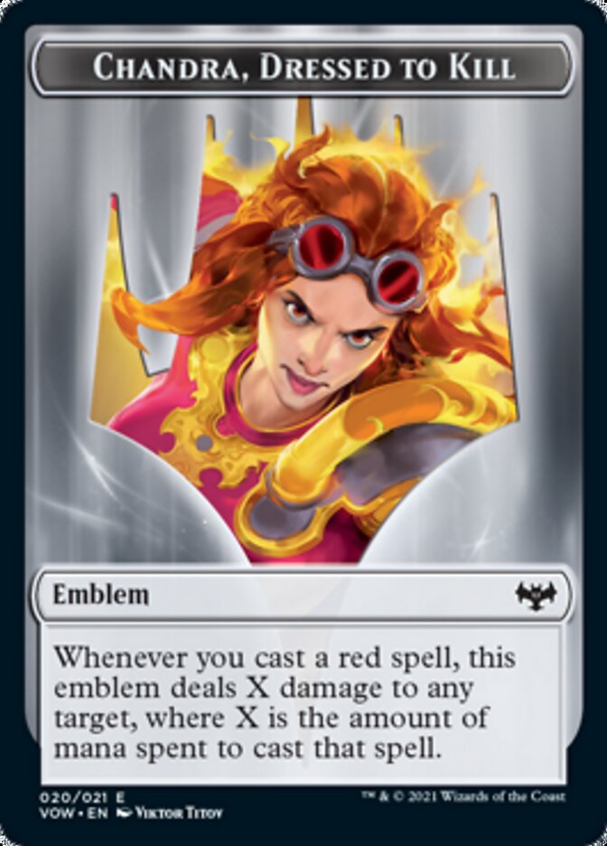 Chandra, Dressed to Kill Emblem [Innistrad: Crimson Vow Tokens] | Exor Games Bridgewater