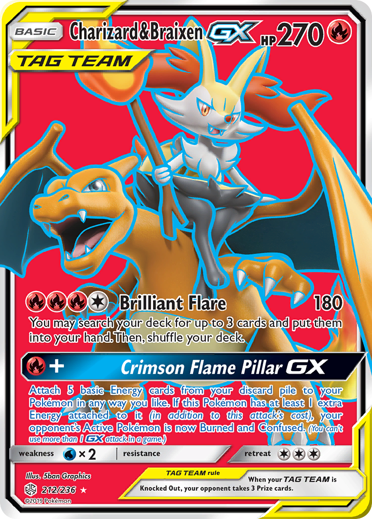 Charizard & Braixen GX (212/236) [Sun & Moon: Cosmic Eclipse] | Exor Games Bridgewater