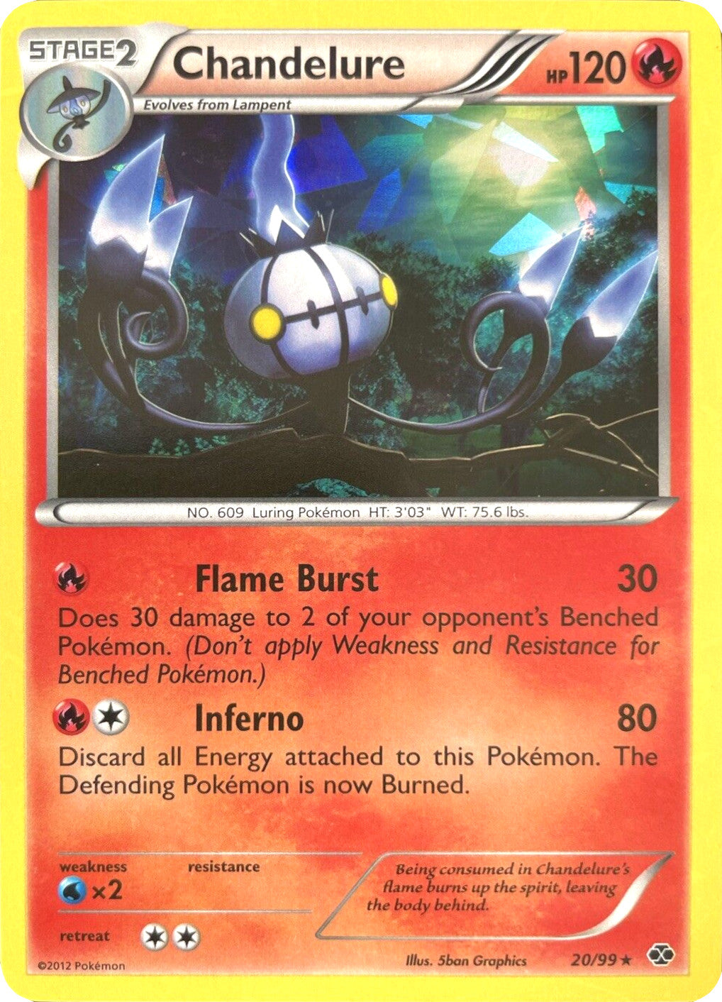 Chandelure (20/99) (Cracked Ice Holo) [Black & White: Next Destinies] | Exor Games Bridgewater