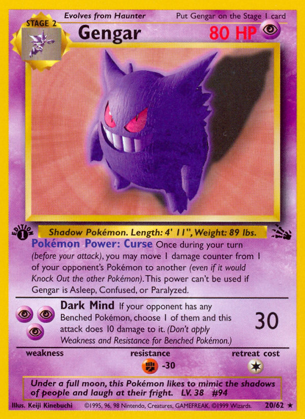 Gengar (20/62) [Fossil 1st Edition] | Exor Games Bridgewater