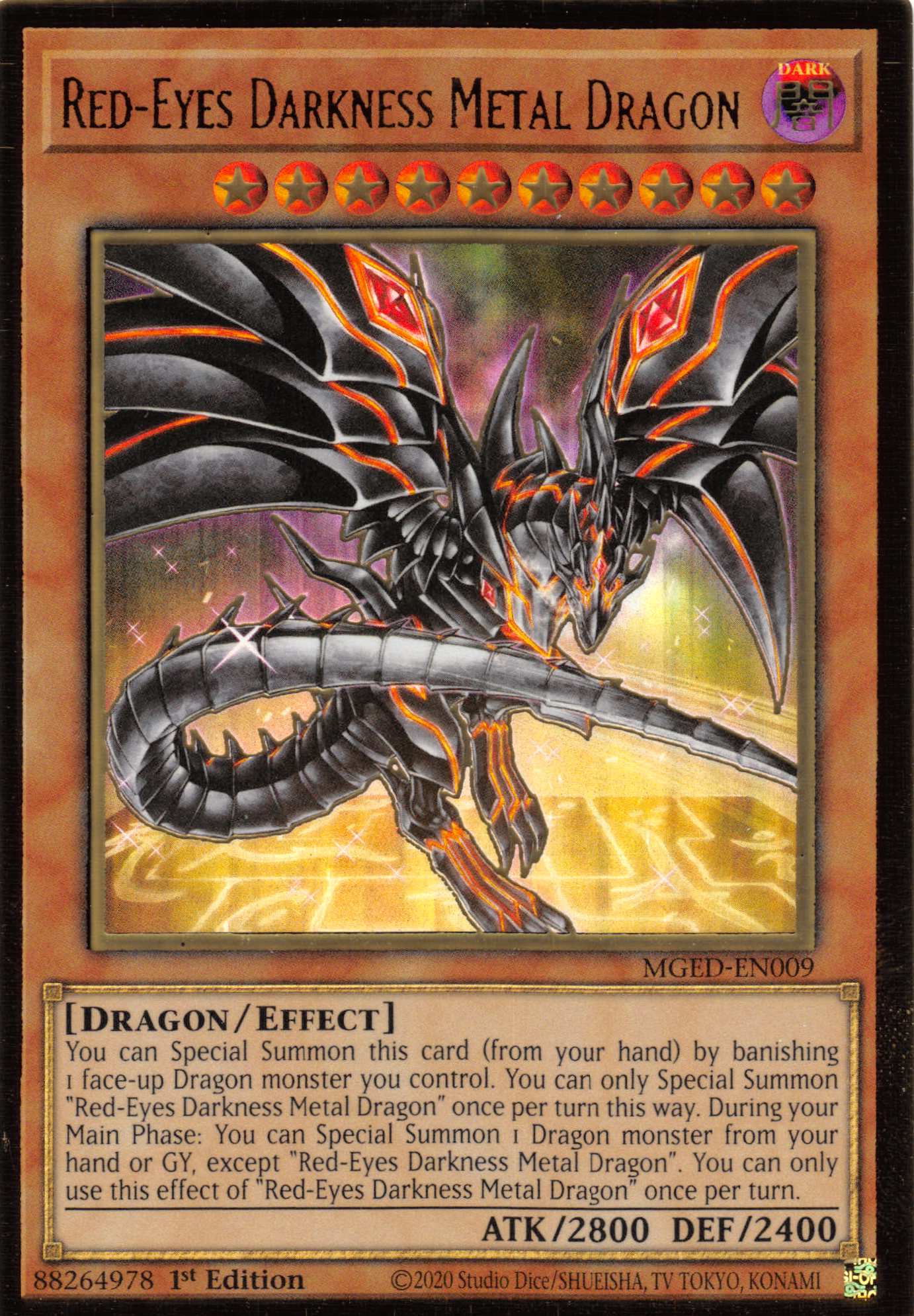 Red-Eyes Darkness Metal Dragon (Alternate Art) [MGED-EN009] Gold Rare | Exor Games Bridgewater