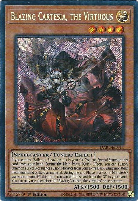 Blazing Cartesia, the Virtuous [DABL-EN011] Secret Rare | Exor Games Bridgewater