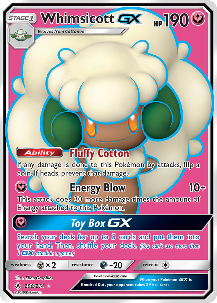 Whimsicott GX (206/214) [Sun & Moon: Unbroken Bonds] | Exor Games Bridgewater