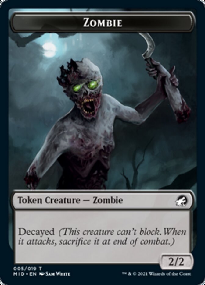 Zombie (005) // Wrenn and Seven Emblem Double-sided Token [Innistrad: Midnight Hunt Tokens] | Exor Games Bridgewater