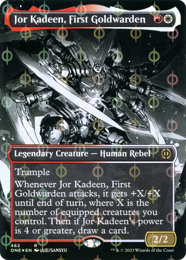 Jor Kadeen, First Goldwarden (Borderless Manga Step-and-Compleat Foil) [Phyrexia: All Will Be One] | Exor Games Bridgewater