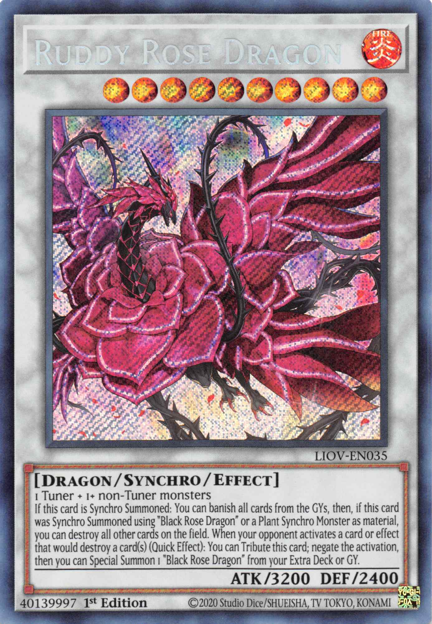 Ruddy Rose Dragon [LIOV-EN035] Secret Rare | Exor Games Bridgewater
