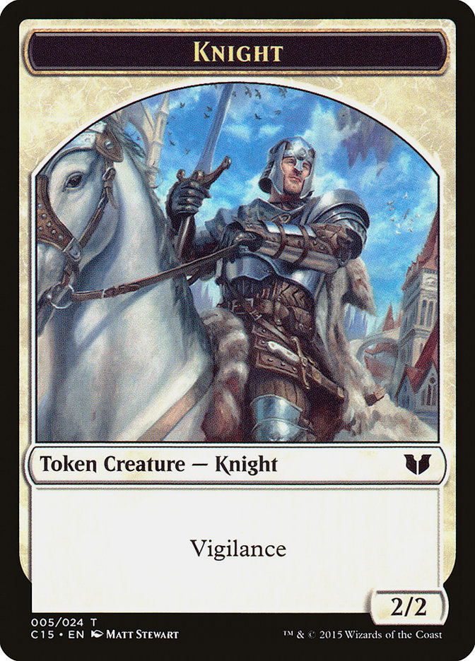 Gold // Knight (005) Double-Sided Token [Commander 2015 Tokens] | Exor Games Bridgewater