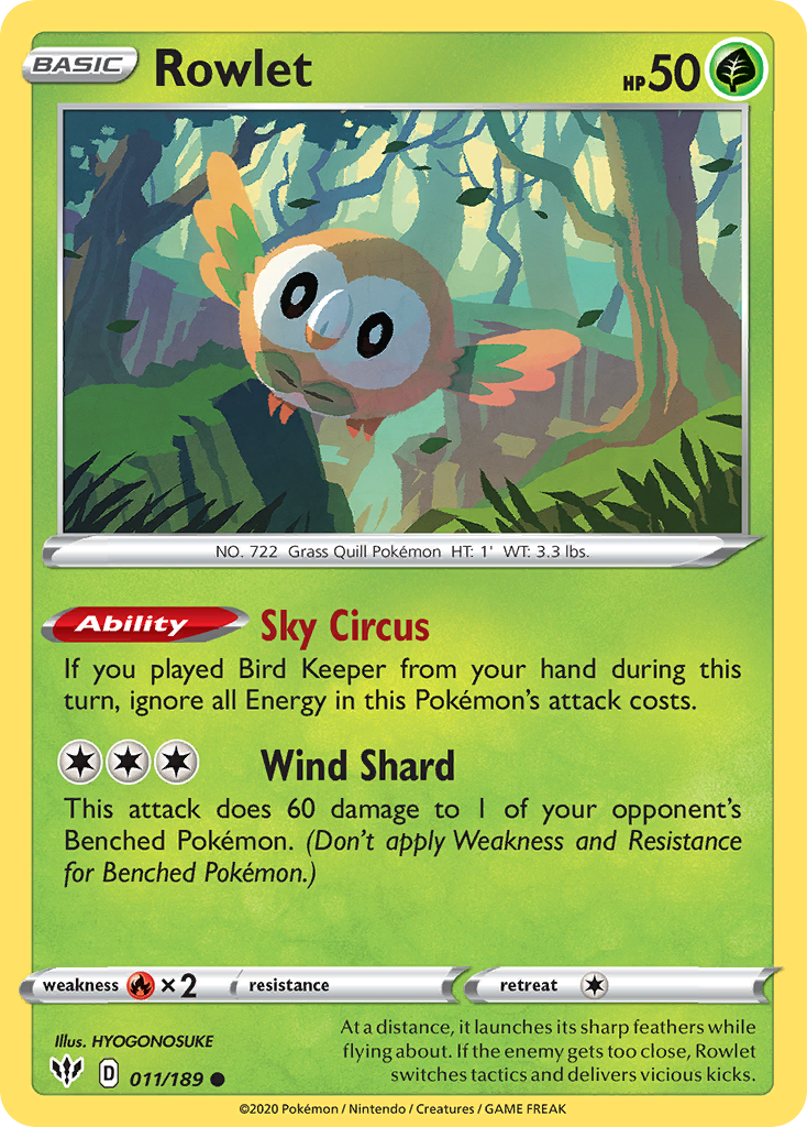 Rowlet (011/189) [Sword & Shield: Darkness Ablaze] | Exor Games Bridgewater