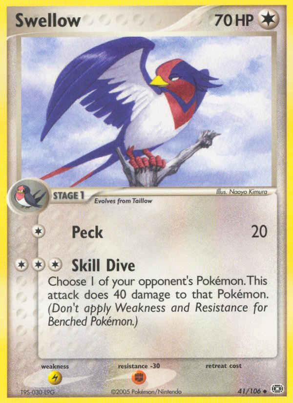 Swellow (41/106) [EX: Emerald] | Exor Games Bridgewater