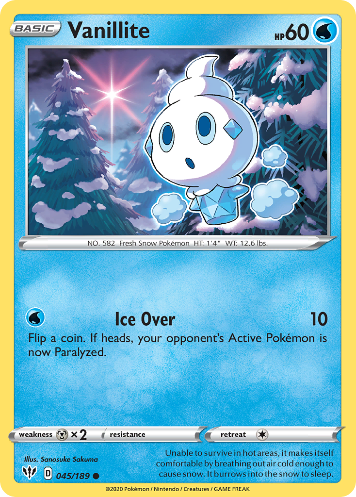 Vanillite (045/189) [Sword & Shield: Darkness Ablaze] | Exor Games Bridgewater